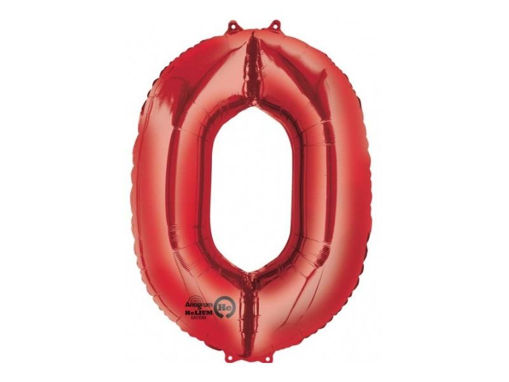 Picture of FOIL BALLOON NUMBER 0 RED 34 INCH